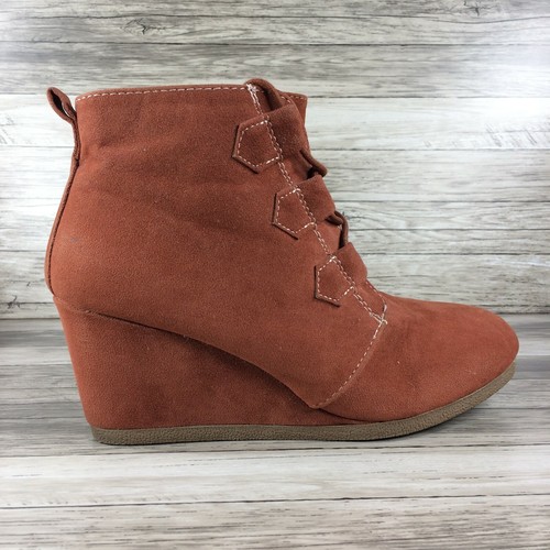 Qupid Faux Suede Wedge Ankle Booties 
