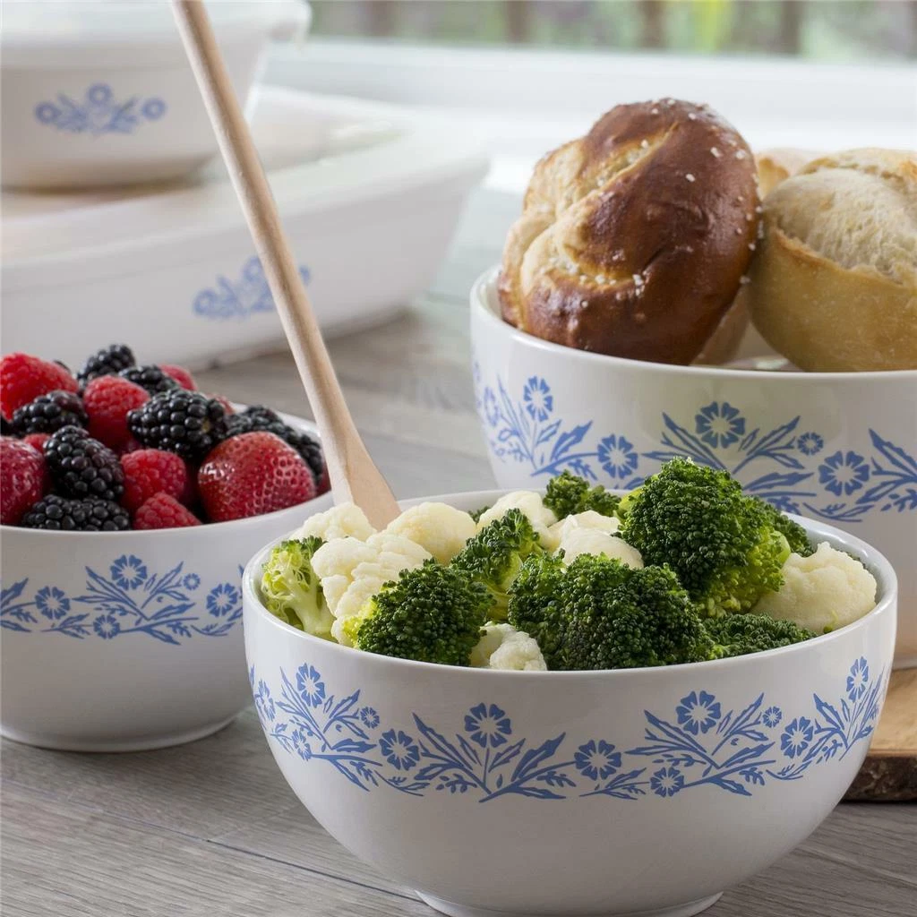 ❤️ NEW 3-pc CorningWare Corelle CORNFLOWER BLUE Stoneware MIXING BOWL SET