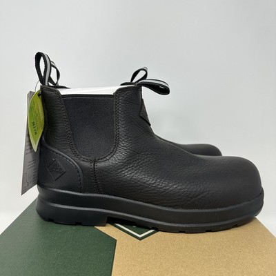 Muck Boot Chore Farm Leather Boots Mens Size 7 Wide Black Chelsea Waterproof