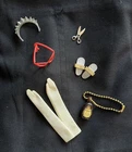 Vintage Barbie Accessories Lot | Tiara Gloves Eyeglass Scissor Flipflops Whiskey