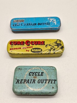 Vintage Weldtite Romac selbstvulkanisierend Pannen Fahrrad Reparatur Outfit Kit Dosen