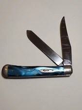 Kinfolks 2-Blade Trapper Folding Pocket Knife Blue Handles