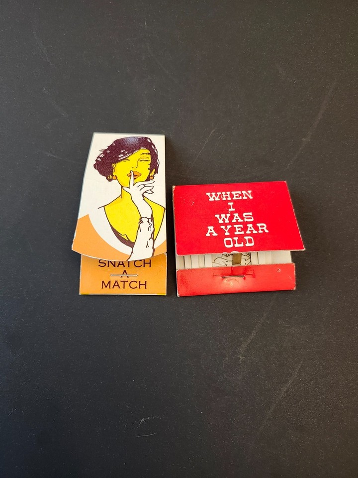 A curated collection of vintage novelty matchbooks — tiny, campy, and packed with mid-century Americana humor that you can't find anywhere else.