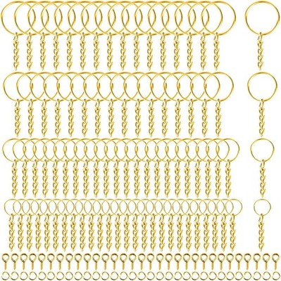 Key Ring with Chain 300 or 360 Pcs Gold Keychain Rings with Jump Rings Screw Eye