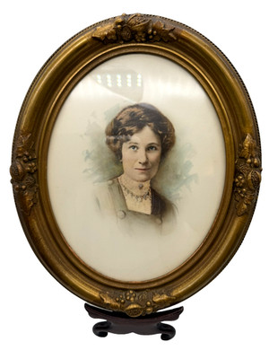 Oval Framed Hand Colored Antique Portrait circa 1890's - 1910