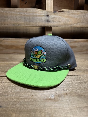 Findlay Hats July 2021 Hat of the Month Frog Rope Snapback Gray Neon Green