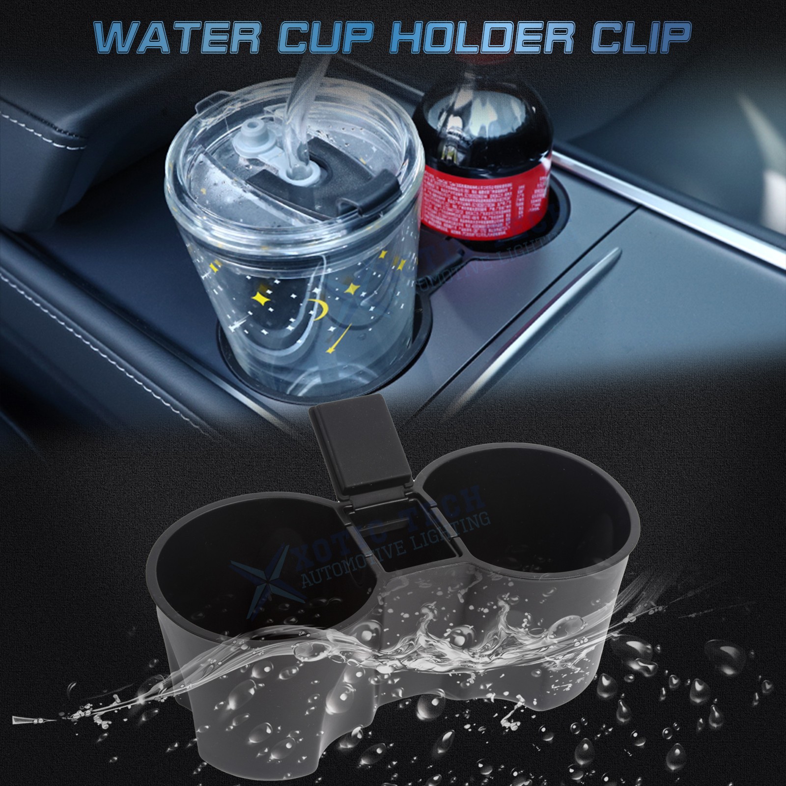 Tesla Model 3/Y 2021+ Cup Holder Insert Stabilizer w/Mini Trash Can Storage Box