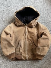Carhartt Youth Boys Hooded Duck Active Jacket Brown Size Medium 8 YYJ130 BRN
