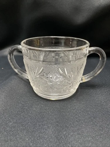 Vintage Anchor Hocking Depression Glass Clear Sandwich Sugar Bowl No Lid