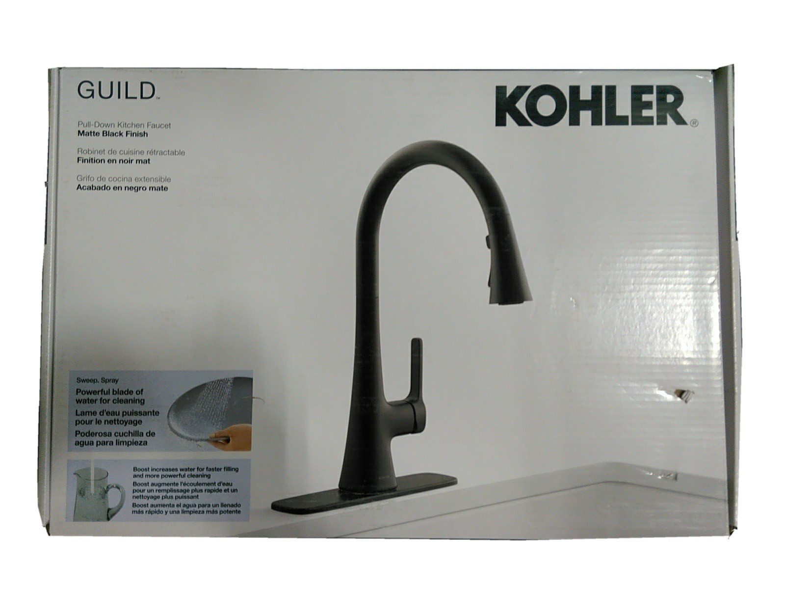Kohler R33912-BL Guild Pull-down Kitchen Sink Faucet Matte Black