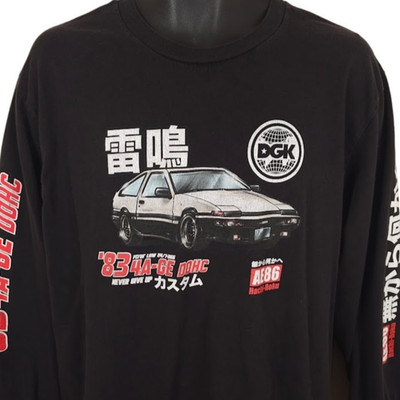 Toyota AE86 Japanese Racing T Shirt Mens Size Large Black DGK Skater
