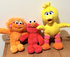 Sesame Street Zoe Elmo Big Bird Lot 3 Plush 8" - 10" Vtg 90s Stuffed