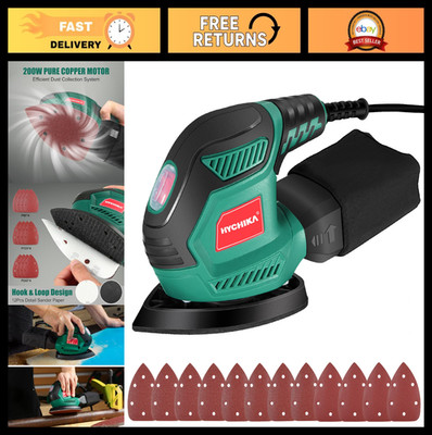 Compact Electric Detail Sander 14,000 OPM with 12 Sandpapers & Dust Collection -