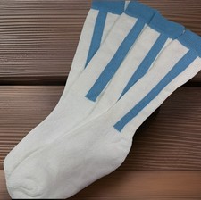 VTG Crew Sport Baseball Stirrup Socks Carolina Blue Stripes 90's 9-11 2 Pack Lot
