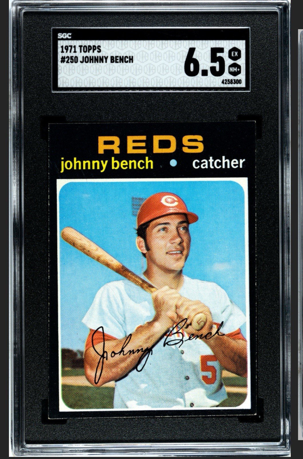 1971 Topps Johnny Bench HOF #250 SGC 6.5 Reds
