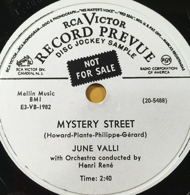 June Valli - Mystery Street / Don't Forget To Write (10'', Promo)