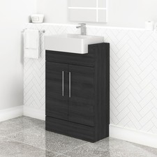 600mm Floor Standing Bathroom Vanity Unit Hale White 2 Door Semi Recessed Basin