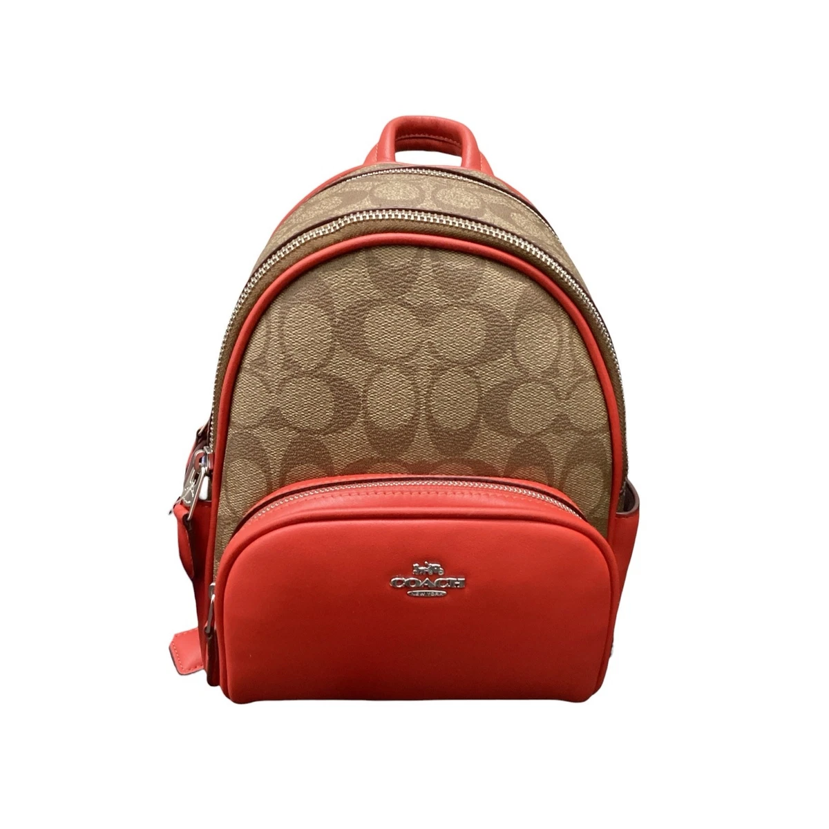 NWOT Coach Backpack Women’s One Size Mini Court Backpack Leather Brown And Red Coach Mini Court Backpack Colorblock Leather Small Bag Red  main image 4