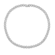 Gemsme 18K White Gold Plated Halo Necklace 5.0mm Round Cubic Zirconia Classic...