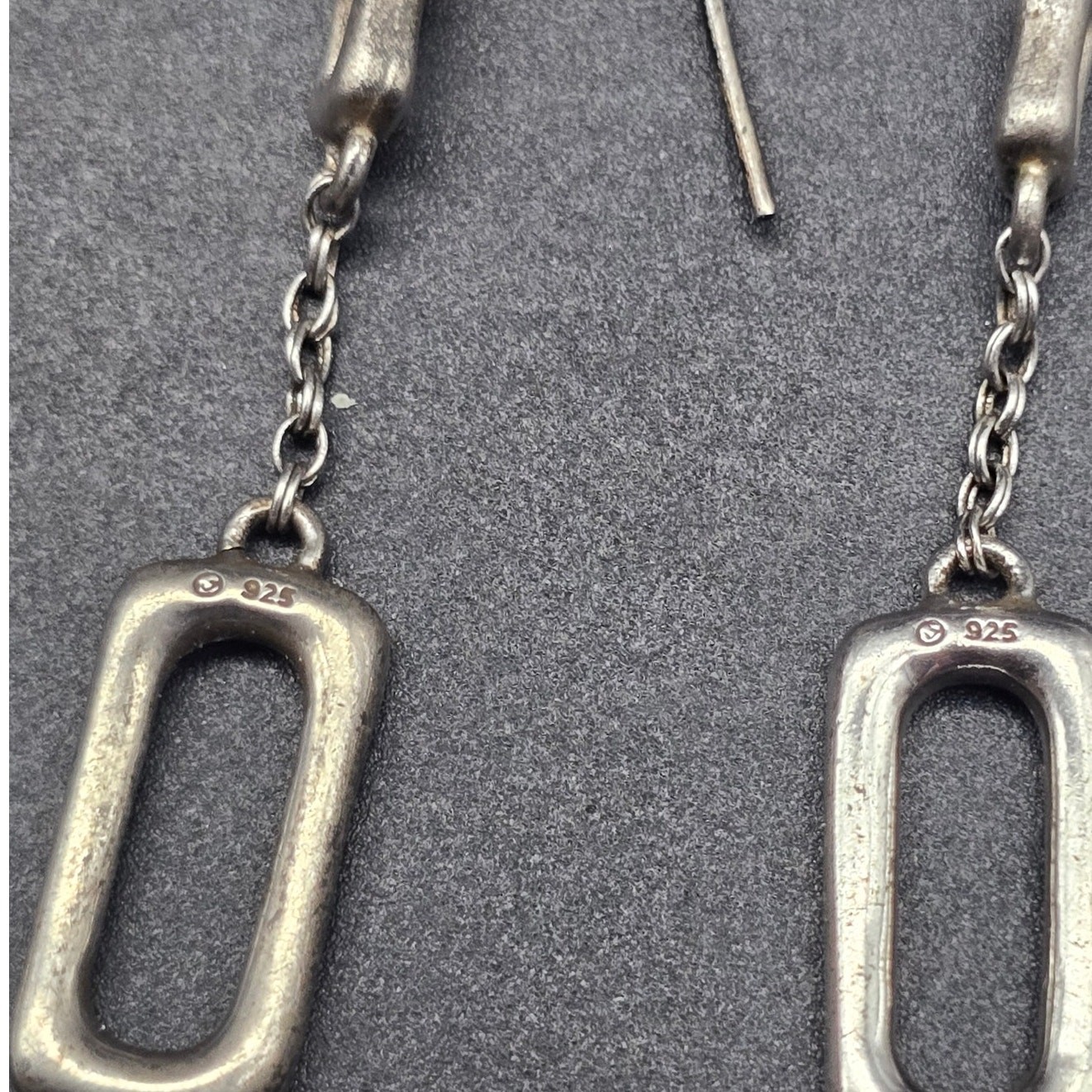 Sterling Silver Rectangle Dangle Drop Earrings 92… - image 5