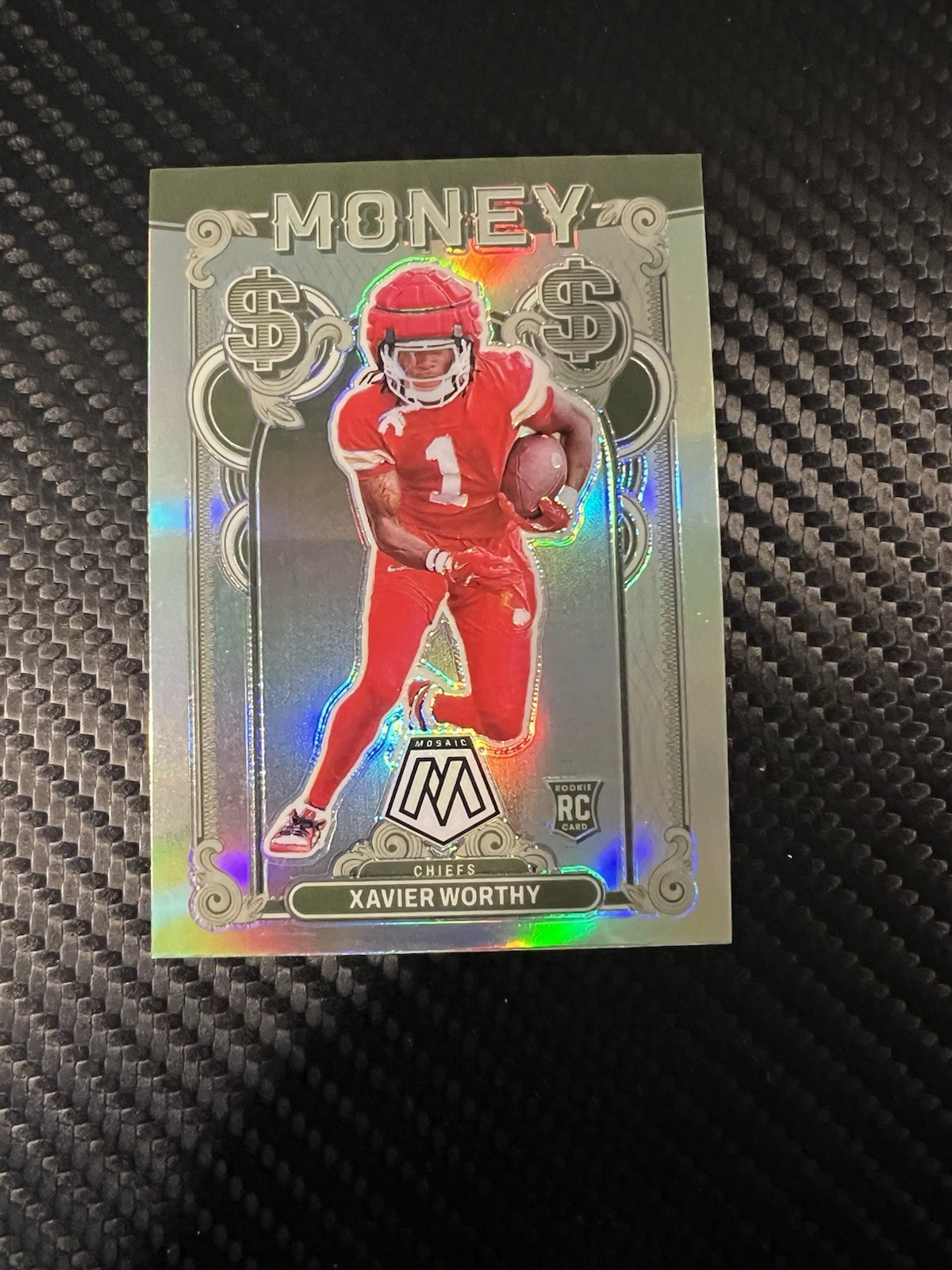 2024 Mosaic Xavier Worthy Money Silver Prizm Rookie RC #4 Chiefs