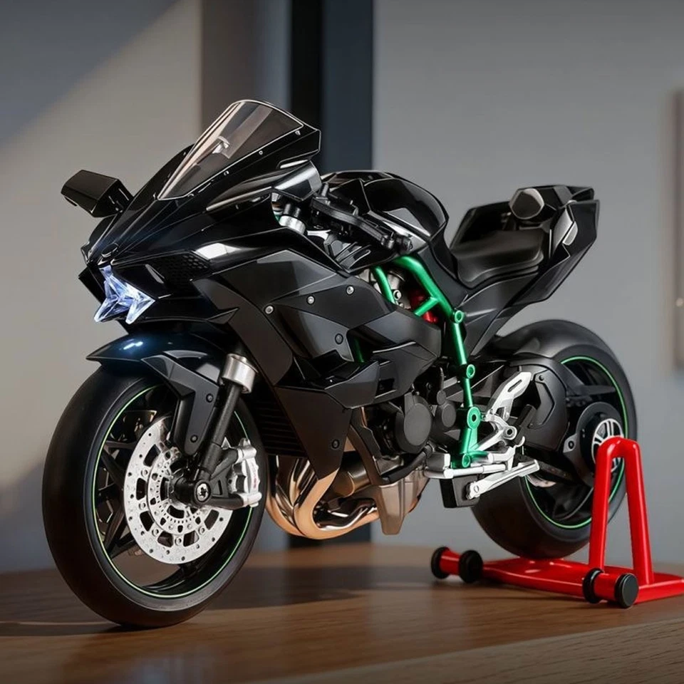 Motorcycle Model with Smoke & Sound! 1:9 Kawasaki Ninja H2R Alloy Replica - Image 4 of 4