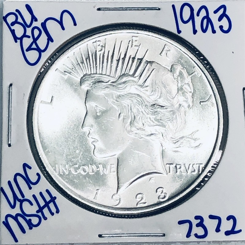 1923 BU UNCIRCULATED SILVER PEACE DOLLAR AUTHENTIC U.S. MINT FREE SHIPPING 7372