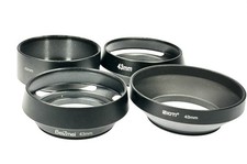 Unbranded 43mm Screw-In Metal Lens Hood Shades Lot of 4 Hoods