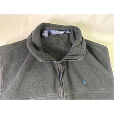 Vintage Polo Golf Ralph Lauren Polartec Fleece Vest Black Blue Trim Mens Large