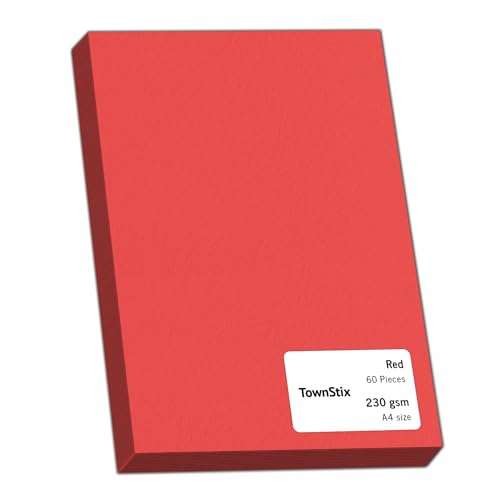 60 Pieces, 230gsm - A4 Red Card, Thick  Assorted sizes , colors 
