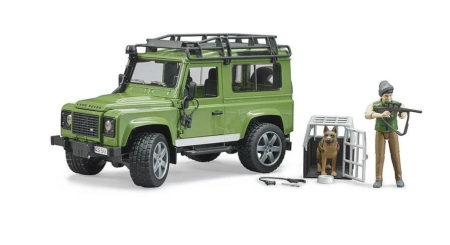 BRUDER Land Rover Defender Station with Forester Figure & Dog - B102587 - FARM - Image 2 of 4