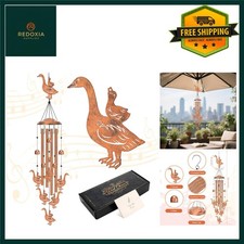 Charming Goose Metal Wind Chime, Soothing Garden Decor Gift, Bronze