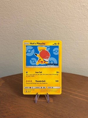 Pokemon Ash's Pikachu SM114 Sun & Moon Black Star Promo Pokemon Card LP English