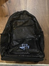 Black Glitter Medium Unisex Kids Polyester Backpack Zip, Pockets, Adjustable