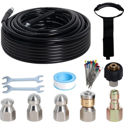 #ad Efficient 50FT Pressure Washer Drain Cleaner Kit with Jetting Nozzles 5800PSI $62.96