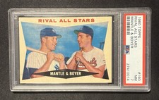1960 Topps # 160 Rival All Stars Mantle & Boyer graded by PSA 7 Near Mint 🔥