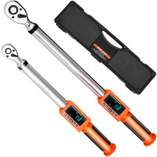 Digital Torque Wrench Set 2 Pieces 1/2 3/8 Inch Drive 72-Tooth Electronic LED