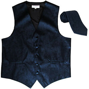 Men/'s Paisley Ivory Polyester Tuxedo Vest with Self Tie 2.5 Necktie for Formal Occasions