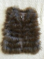 Topshop Womens Gray Brown Curly Sheepskin Suede Fur Vest Jacket 4 New $370