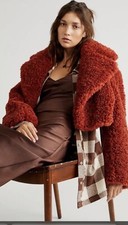 Ronny Kobo Women's Helena Terracotta Teddy Crop Jacket Coat Bnwt New Xs $598