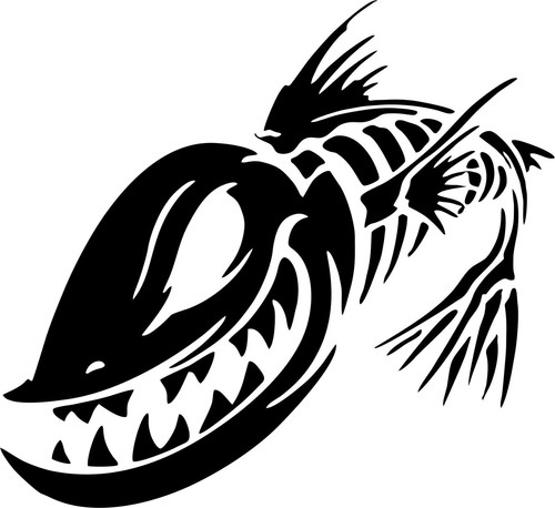 Fish Skeleton Skull Fishing Monster Car Boat Truck Window Vinyl Decal Sticker - Photo 1 sur 2