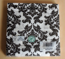 Elegante Arabesque-Servietten In Schwarz-Weiß – 20 Stück, 33x33 Cm, Made In Germany