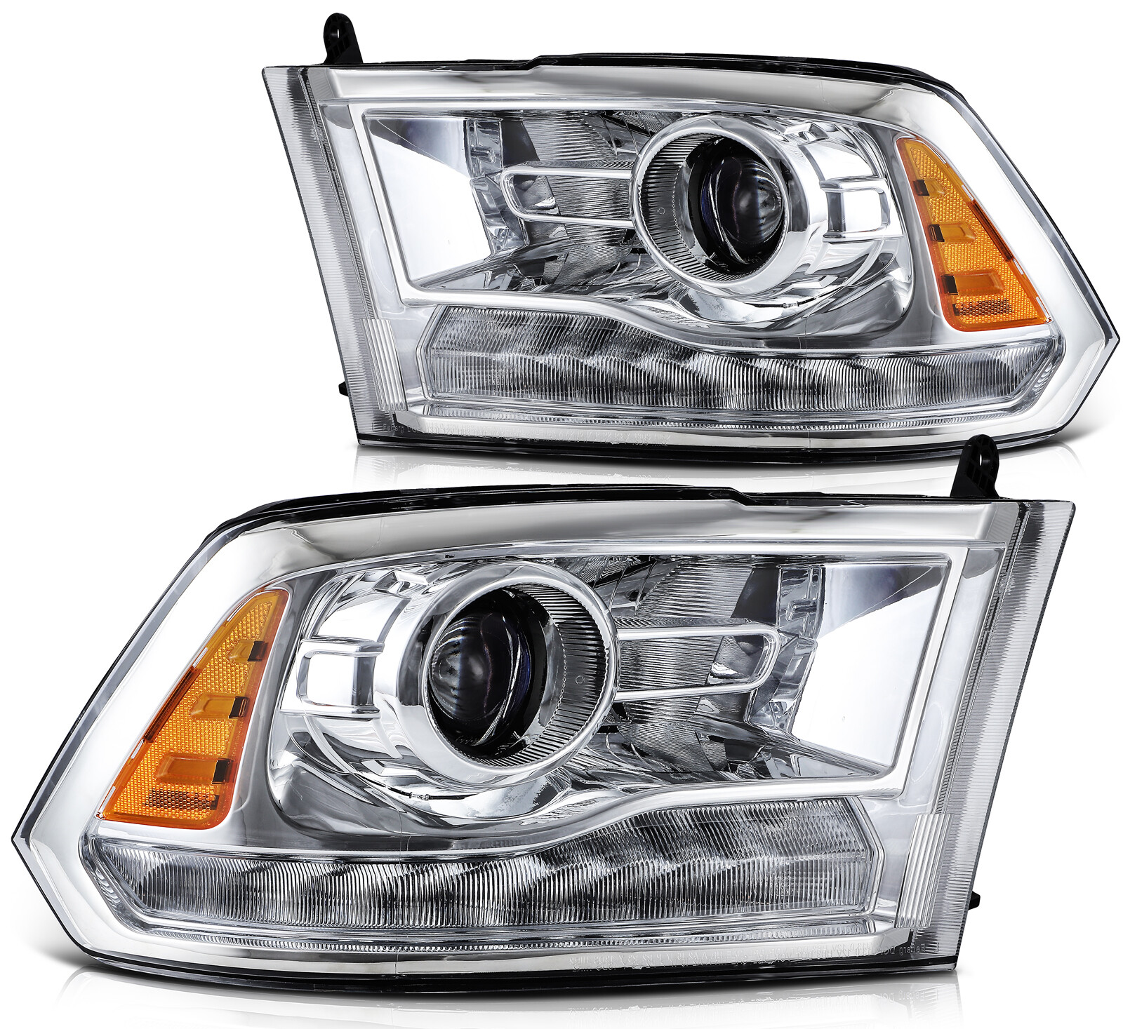 For 2009-2018 Dodge Ram 1500 2500 3500 Chrome Housing Pair Headlights Assembly