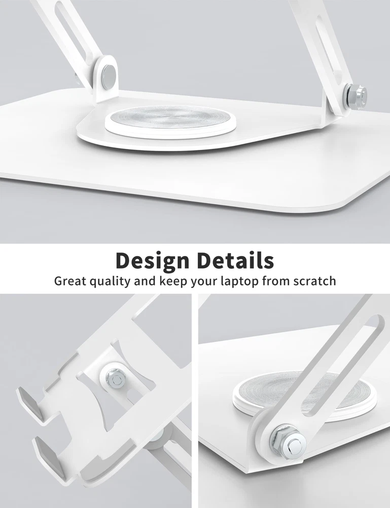 Laptop Stand for Desk with 360° Rotating Base Multi-Angle Adjustable Laptop S...