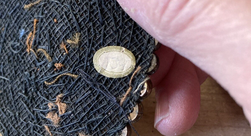 Vintage Nähen Kupfer Farbe irisierend Perlen Perlen Applikation Borte + Medaillon - Bild 4 von 12