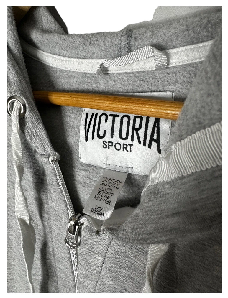 UNDERCOVER Felpa con cappuccio Victorias Secret Sport grigio erica e bianca grande SPEDIZIONE VELOCE!