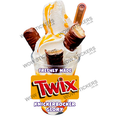Eiswagen Aufkleber Twix Knickerbocker Glory Toffee KBG Anhänger Decal