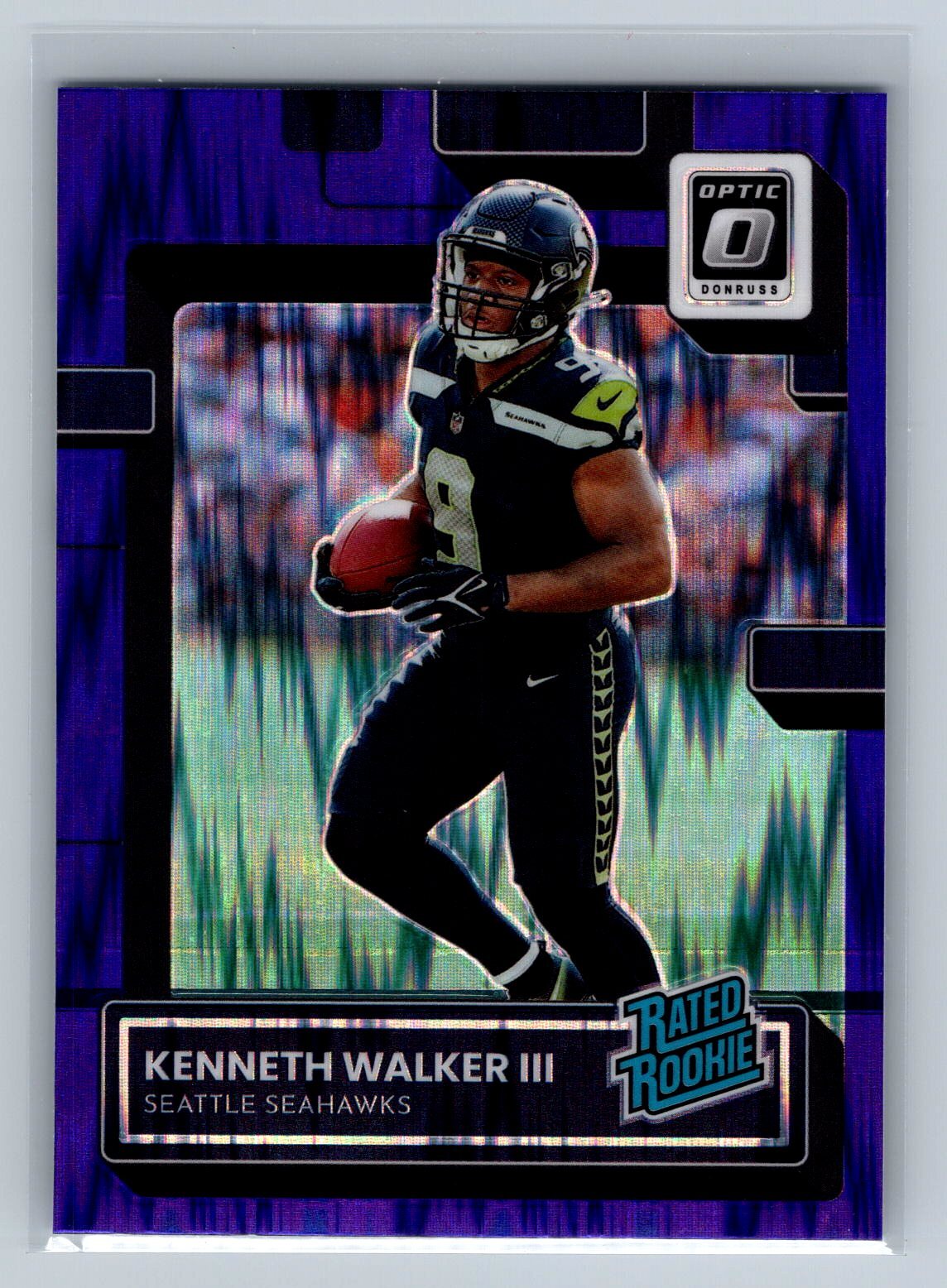 2022 Donruss Optic Kenneth Walker III Purple Shock #218 Seattle Seahawks