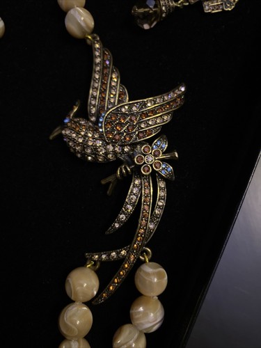 Heidi Daus Soaring Symphony Of Love Bird Necklace & Earring Set Crystals LOVE - Picture 5 of 12