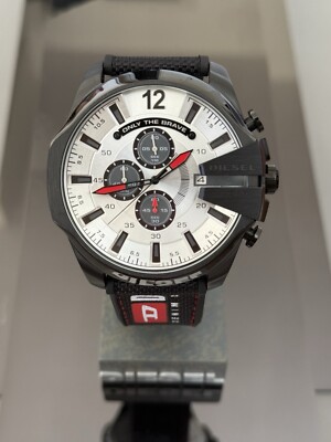 Diesel Mega Chief Chronograph Quartz Silver Dial Men's Watch DZ4512  8056594321979|